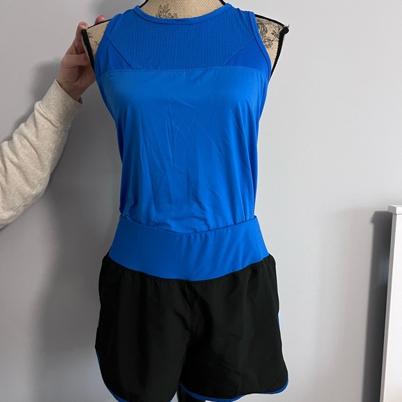 Avia Pants - Avia Women's Blue and Black Shorts with sleeveless tank